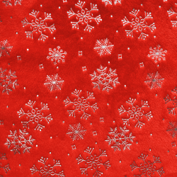 Ткань Искусственный Мех Коротковорсовый 190 гр/м2 (Ширина 150см), принт Снежинки на красном в Сергиевом Посаде